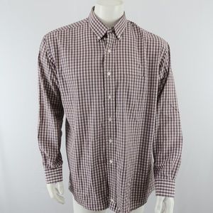 Onward Reserve Button Up Shirt Mens Large Classic‎ Fit Non Iron Blue Red